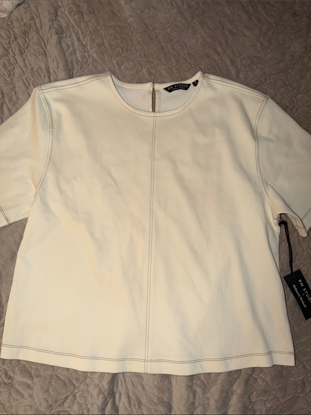 Rebecca Minkoff Cream Short Sleeve Crewneck Top
